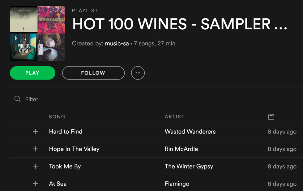 Music SA’s Hot 100 Wines Spotify Playlists